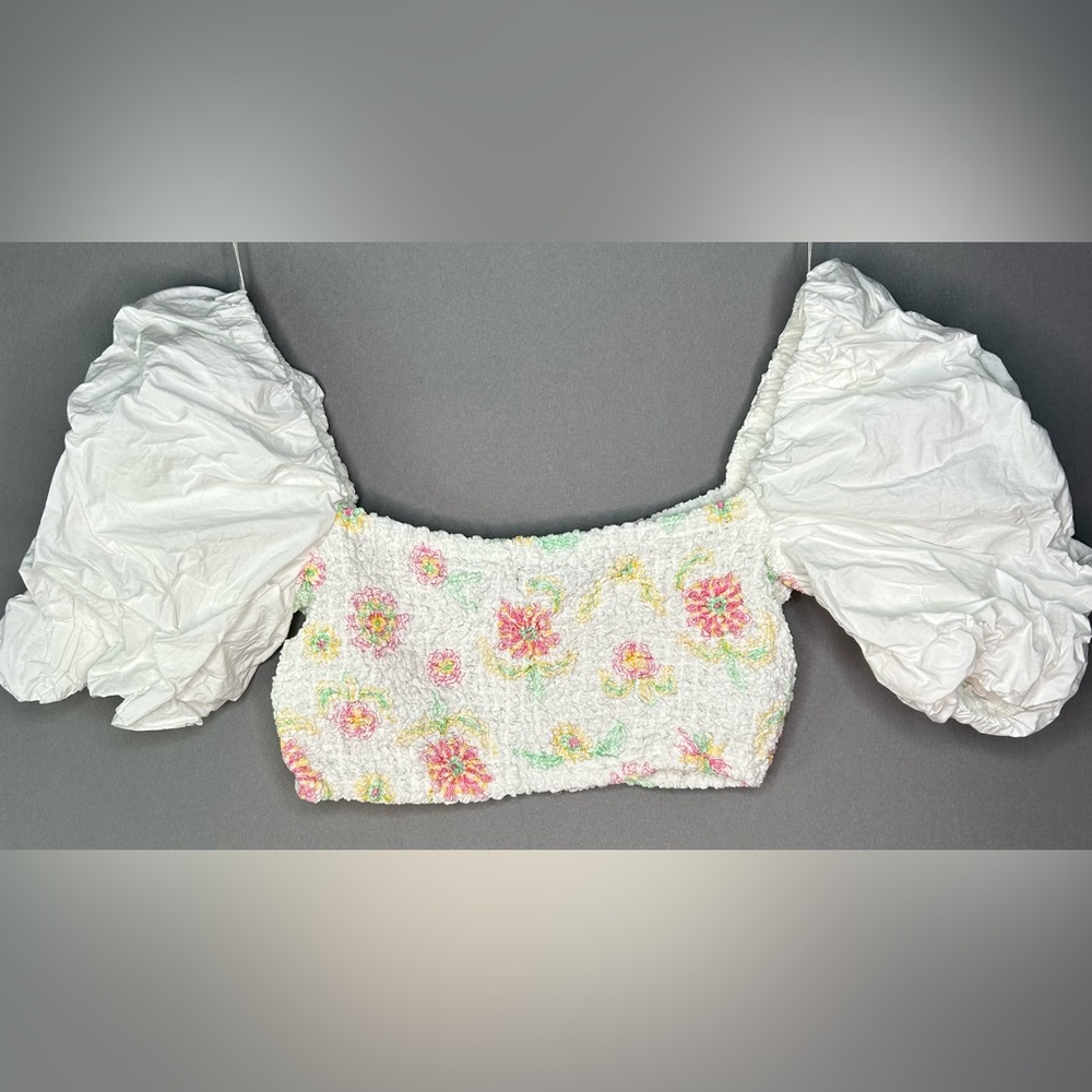 Zara Floral Poplin Crop Top